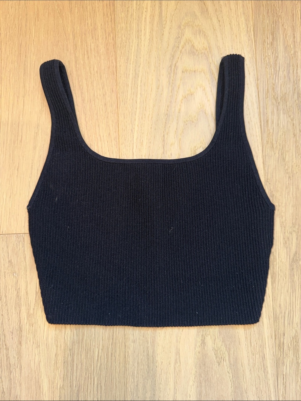 Aritzia Black Ribbed Cropped Square-Neck Tank